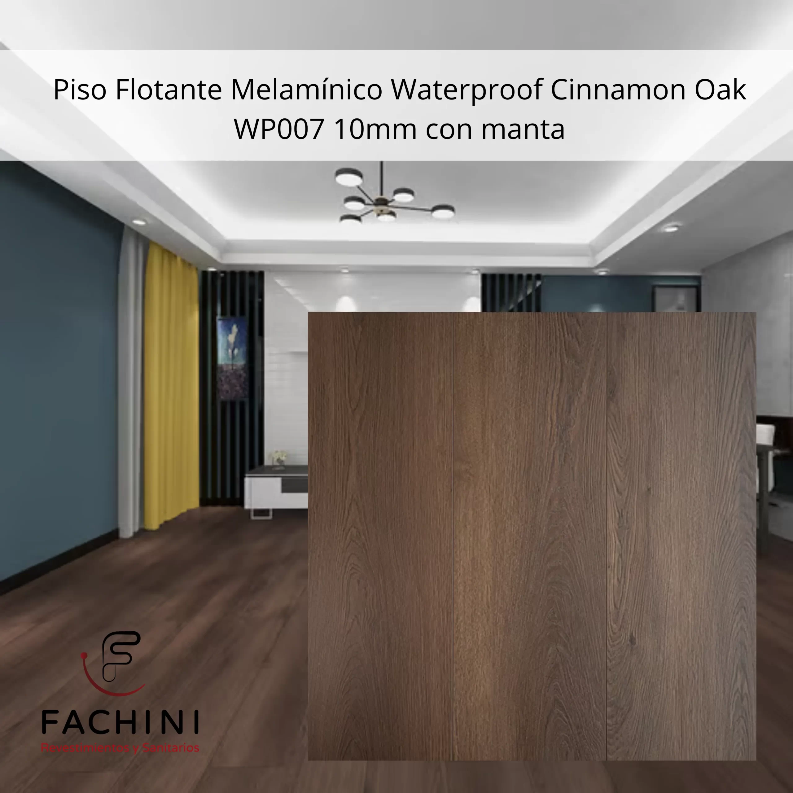 Piso Flotante Melamínico Waterproof Cinnamon Oak WP007 10mm con manta