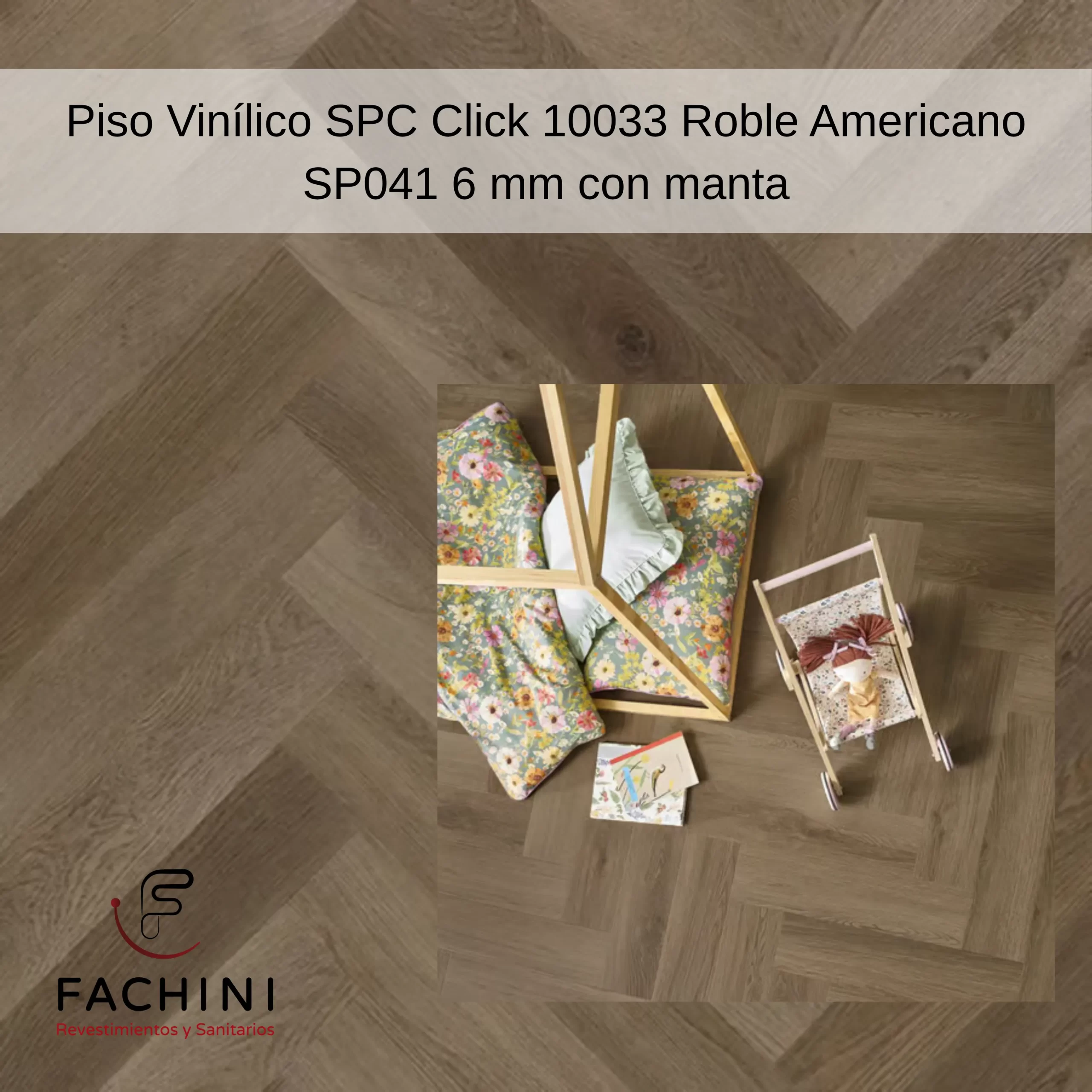 Piso Vinílico SPC Click 10033 Roble Americano SP041 6 mm con manta