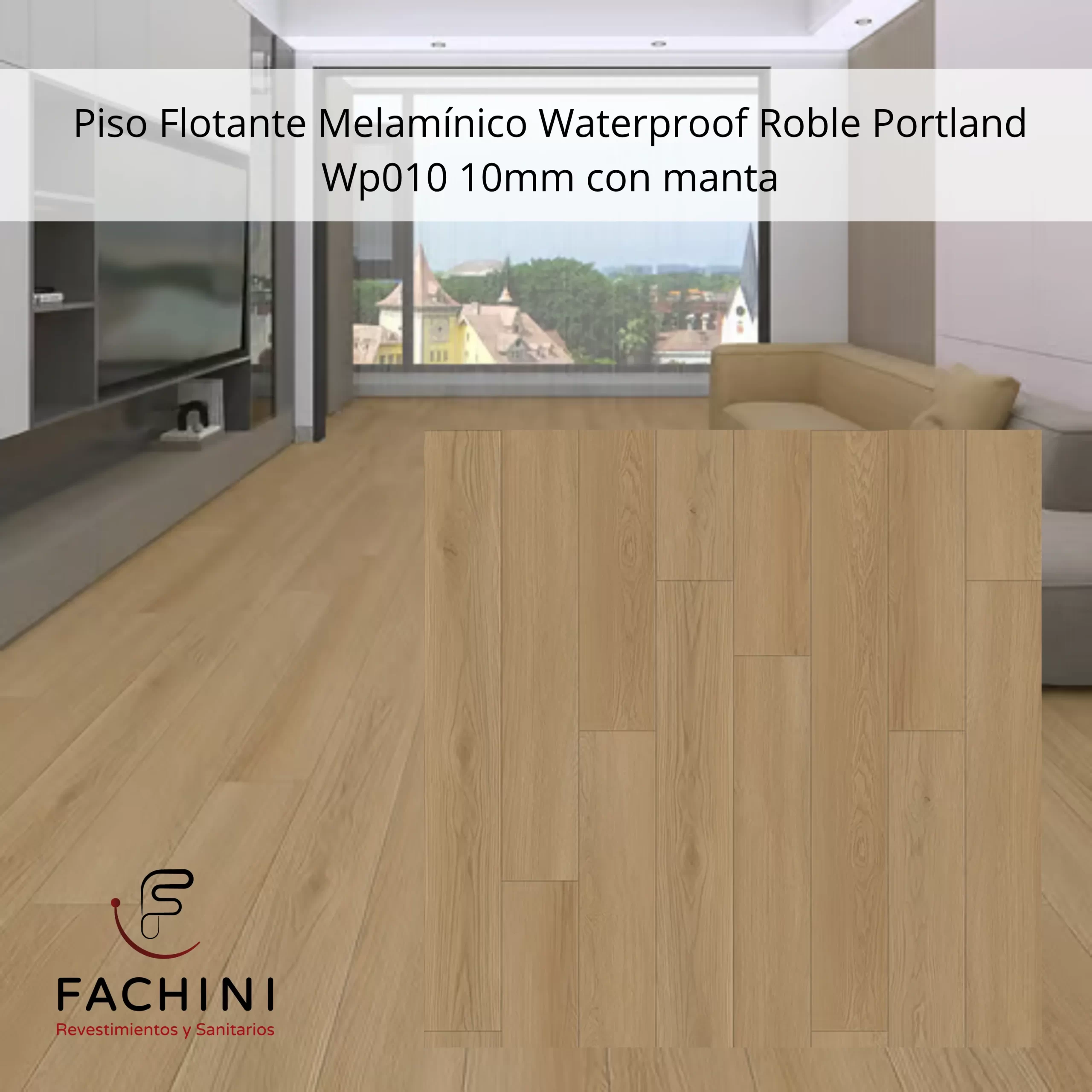 Piso Flotante Melamínico Waterproof Roble Portland Wp010 10mm con manta